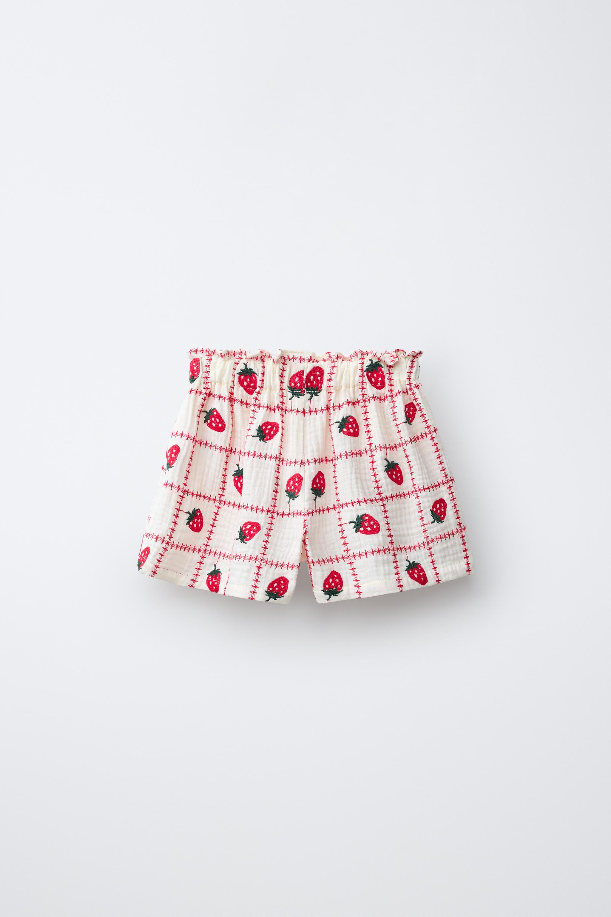 BERMUDA TEXTURÉ FRAISES BRODÉES CASA LAWA X ZARA KIDS